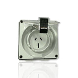 15 Amp AUTO SWITCH- DOUBLE POLE Socket Outlet IP66 3 Flat PIN 250V Weather Proof