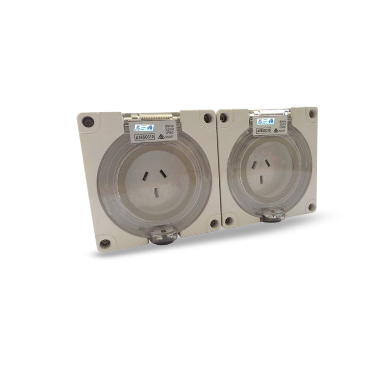 2 x 10 Amp 3 pin single phase Outlet Socket IP66 Weatherproof Industrial