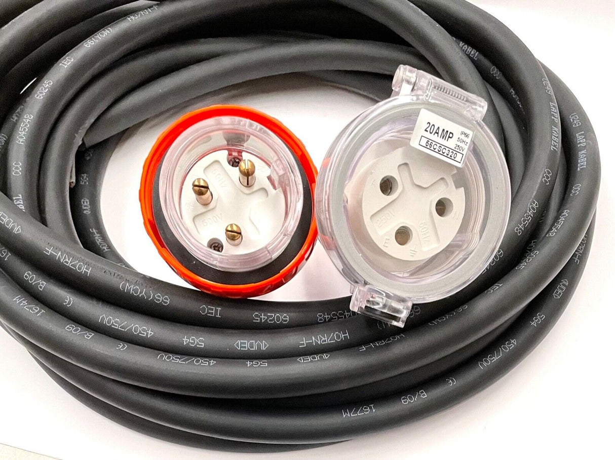 20 amp 3pin Round Pin 240v HEAVY DUTY Industrial Extension Lead Cord x 10 Meter