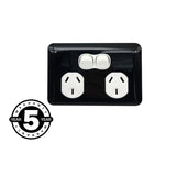 Slimline Wafer Double Power Point GPO Black White Slim Socket Outlet 10 AMP