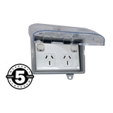 Weather Proof Double 15 AMP Power Point In WATER Enclosure Lock Clear Lid D GPO