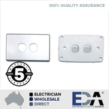 SLIM 2 Gang Switch Brushed Aluminium Silver Outlet MEATL Two Slimline