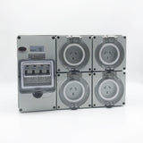 4 x 10 Amp 3 Pin Protected Outlet Single Phase IP66 RCBO 4.5ka Switched Socket