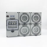 4 x 10 Amp 3 Pin Protected Outlet Single Phase IP66 RCBO 4.5ka Switched Socket