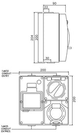 3 pin 10 &amp; 15 Amp Socket RCD Combination Outlet 4 Pole Switchboard IP66 6ka RCBO