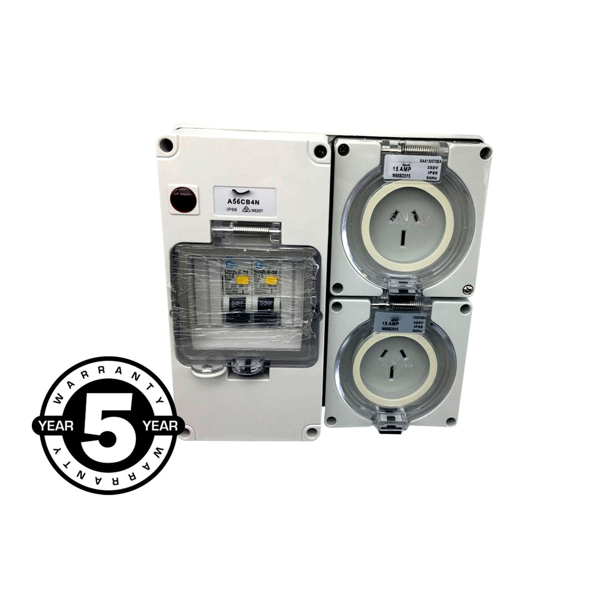 3 pin 2 x 15 Amp Socket RCD Combination Outlet 4 Pole Switchboard IP66 rcbo