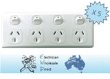 4 Gang GPO Power Point Quad Outlet Socket  + 4 Way Double Power Point (BULK BOX 5 pcs)