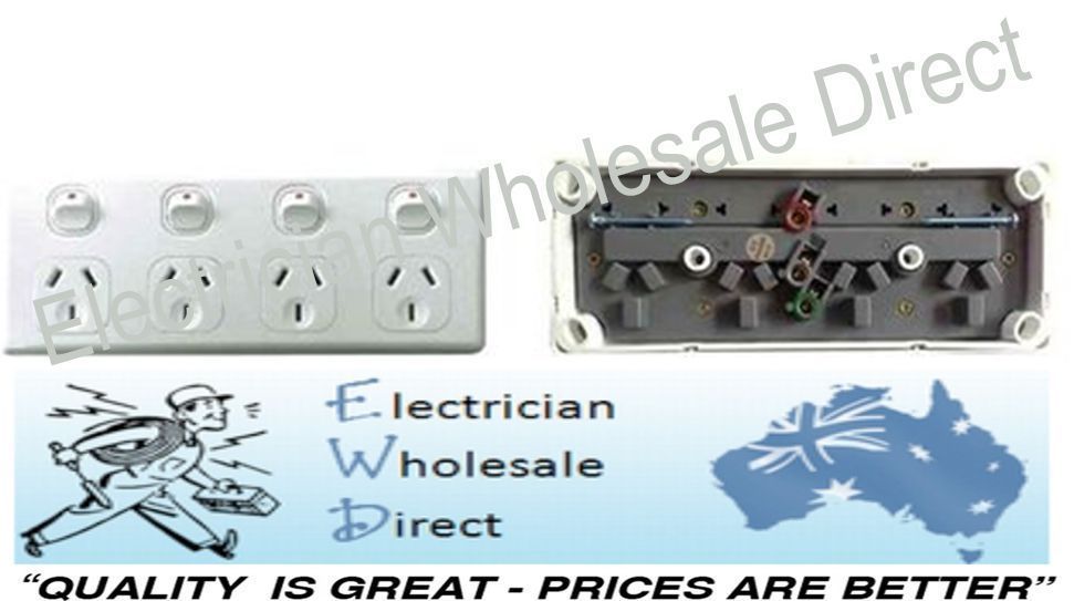 4 Gang GPO Power Point Quad Outlet Socket  + 4 Way Double Power Point (BULK BOX 5 pcs)