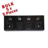 4 Way Power Point BLACK GPO Quad DOUBLE POLE Outlet Socket Four Gang x5 Caravan