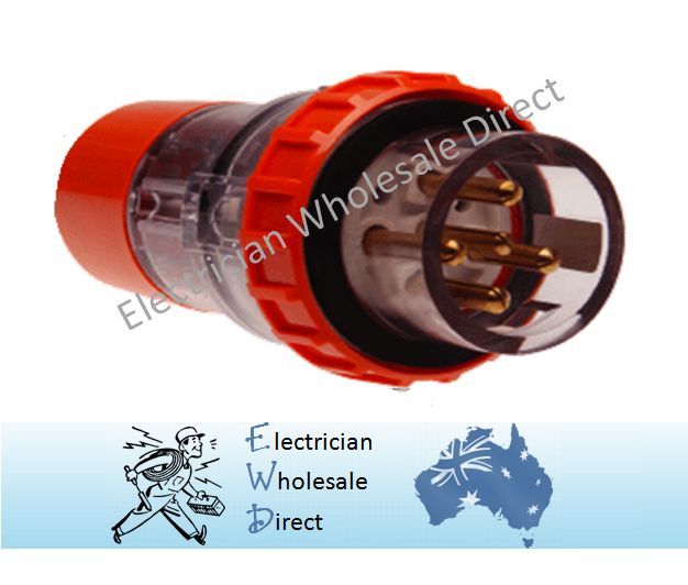 5 Pin 20A , 32 Amp IP66 Weatherproof Male Straight Plug BRAND NEW