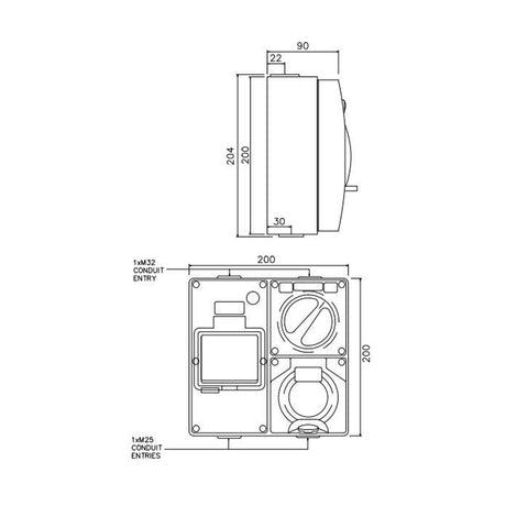 5 pin 20 Amp Protected Outlet with Plug IP66 Industrial 63 Amp RCD Caravan