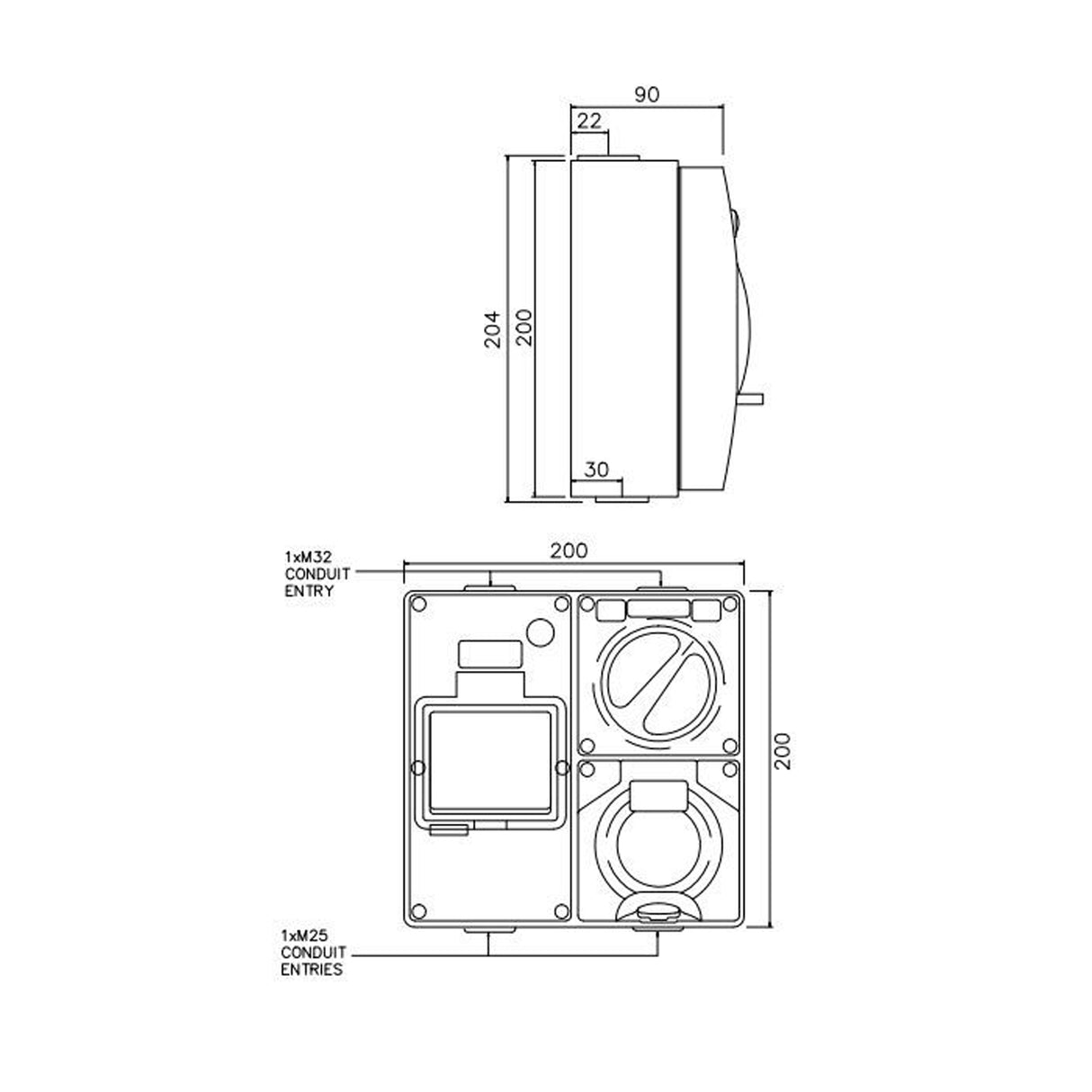 5 pin 50 Amp Switch Socket RCD Protected Outlet 4 Pole Switchboard IP66 Caravan