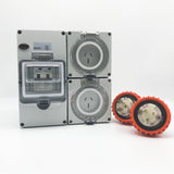 3 pin 2 x 15 Amp RCD Protected Outlet with Male Plug IP66 Outlet Industrial