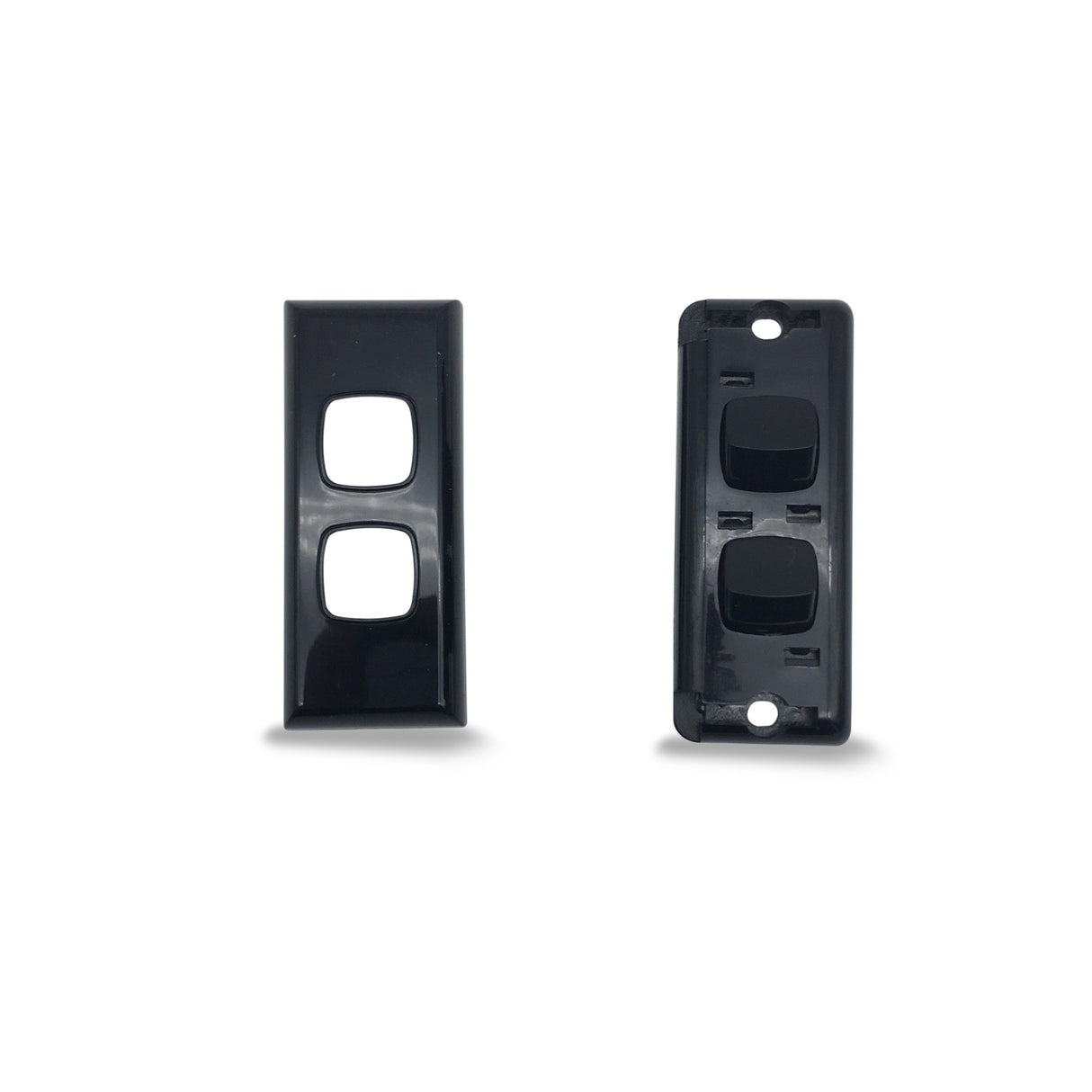 Architrave BLACK 2 Gang Light Switch Double Two Black Narrow Arc Slim Arcy Twin