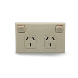 Beige "DOUBLE POLE" Power Point Electric Socket Outlet 10 Amp DGPO EXTRA SAFE Caravan