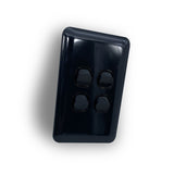 Black Gloss Four Gang Upmarket Light Switch Slim Wafer Slimline Electrical 4