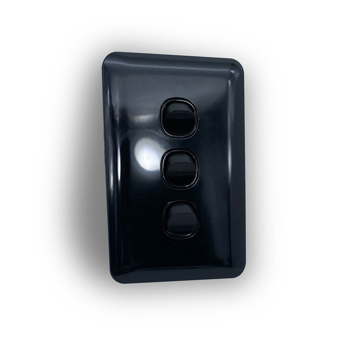 Black Gloss Three Gang Upmarket Light Switch Slim Wafer Slimline Electrical 3