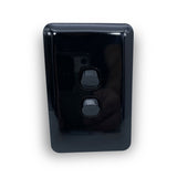 Black Gloss Two Gang Upmarket Light Switch Slim Wafer Slimline Electrical 2