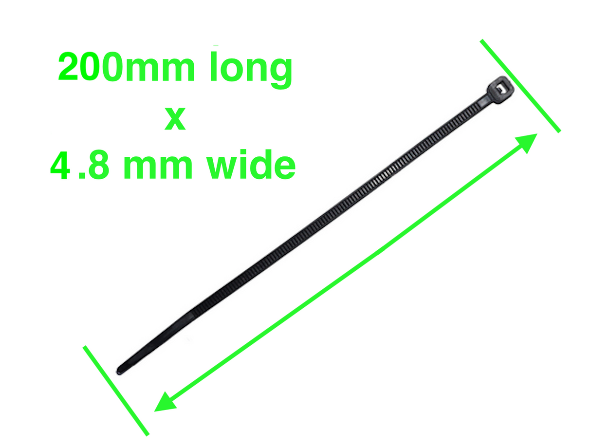 200mm Cable Ties SUPER HEAVY DUTY Bulk Zip Ties UV Stabilised 4.8mm Wide 55 +Kgs