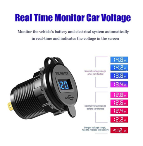 Dual SuperFast USB 3.0 Car Charger - Power Supply Complete Kit + LED Volt Meter.