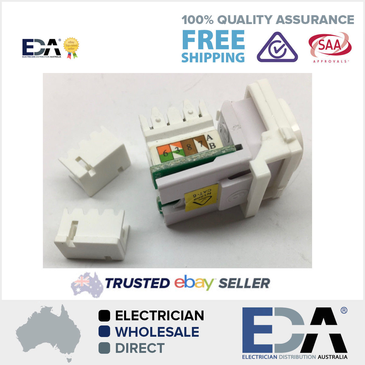 Cat 6 RJ 45 High Speed Data Socket Mechanism Suits Clipsal Network Insert 8P8C