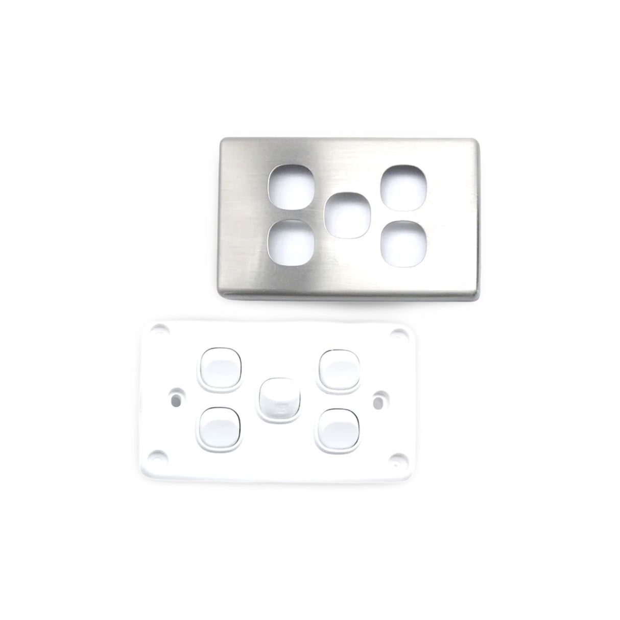 Slim Double GPO Outlet Light Switch Plate Silver Cover Metal Stainless Steel