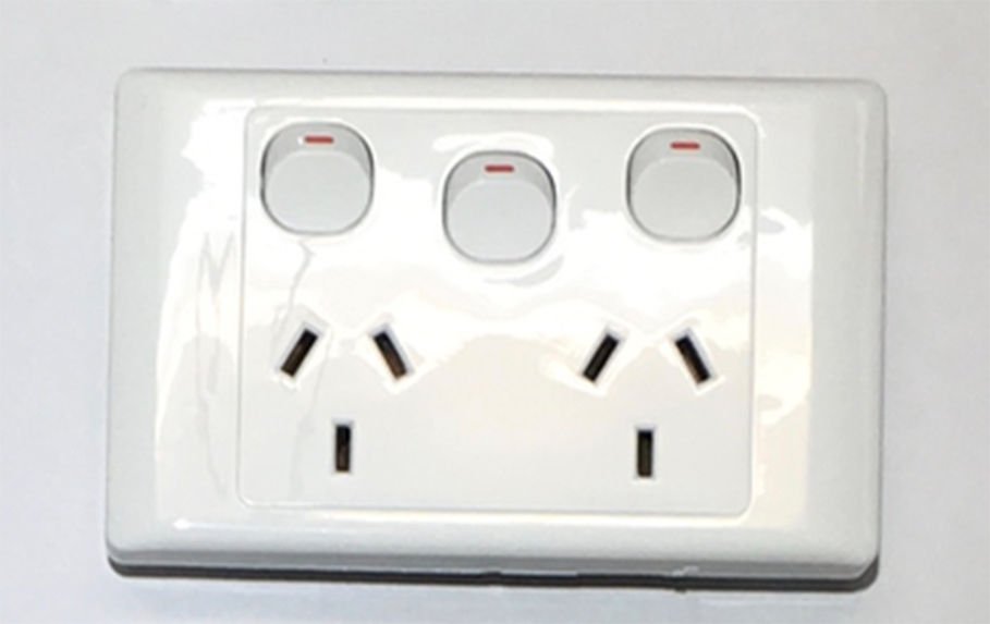 Power Point Switch GPO Socket Outlet Double 2000 White Single