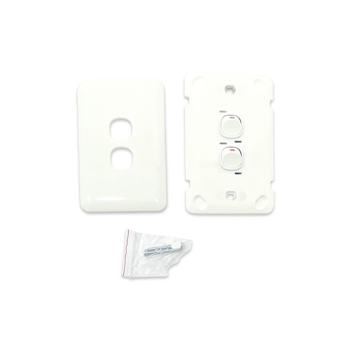 Slimline Wafer 2 Gang Switch Slim White Outlet 10 AMP Electrical