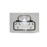 Saturn Double Power Point Switch Glass Clipsal Smilar Crystal GPO Slim Line White