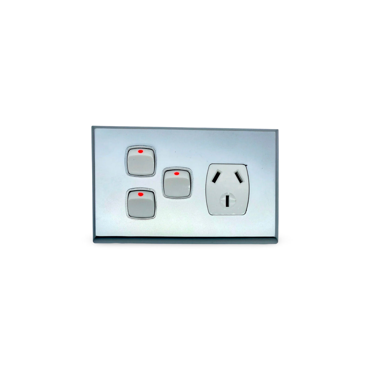 Single Power Point 2x Extra Switch SGPO Electrical White silver cover outlet GPO