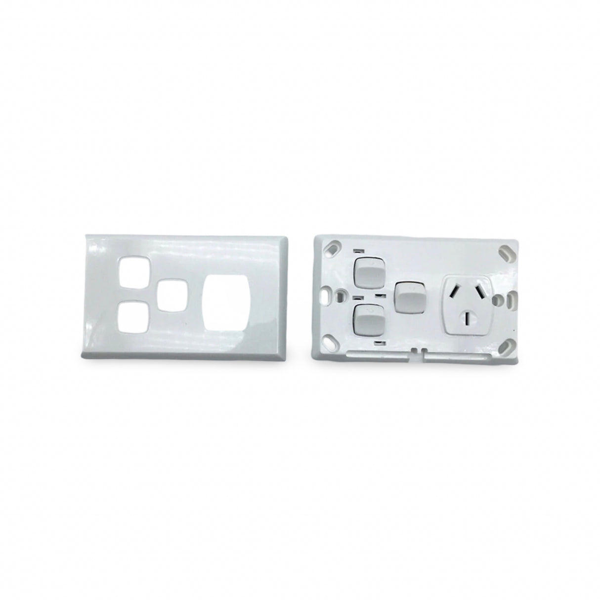 Single Power Point 2x Extra Switch SGPO Electrical White silver cover outlet GPO