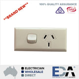 Skirting Single GPO Power Point For Generators White Narrow Switch Outlet