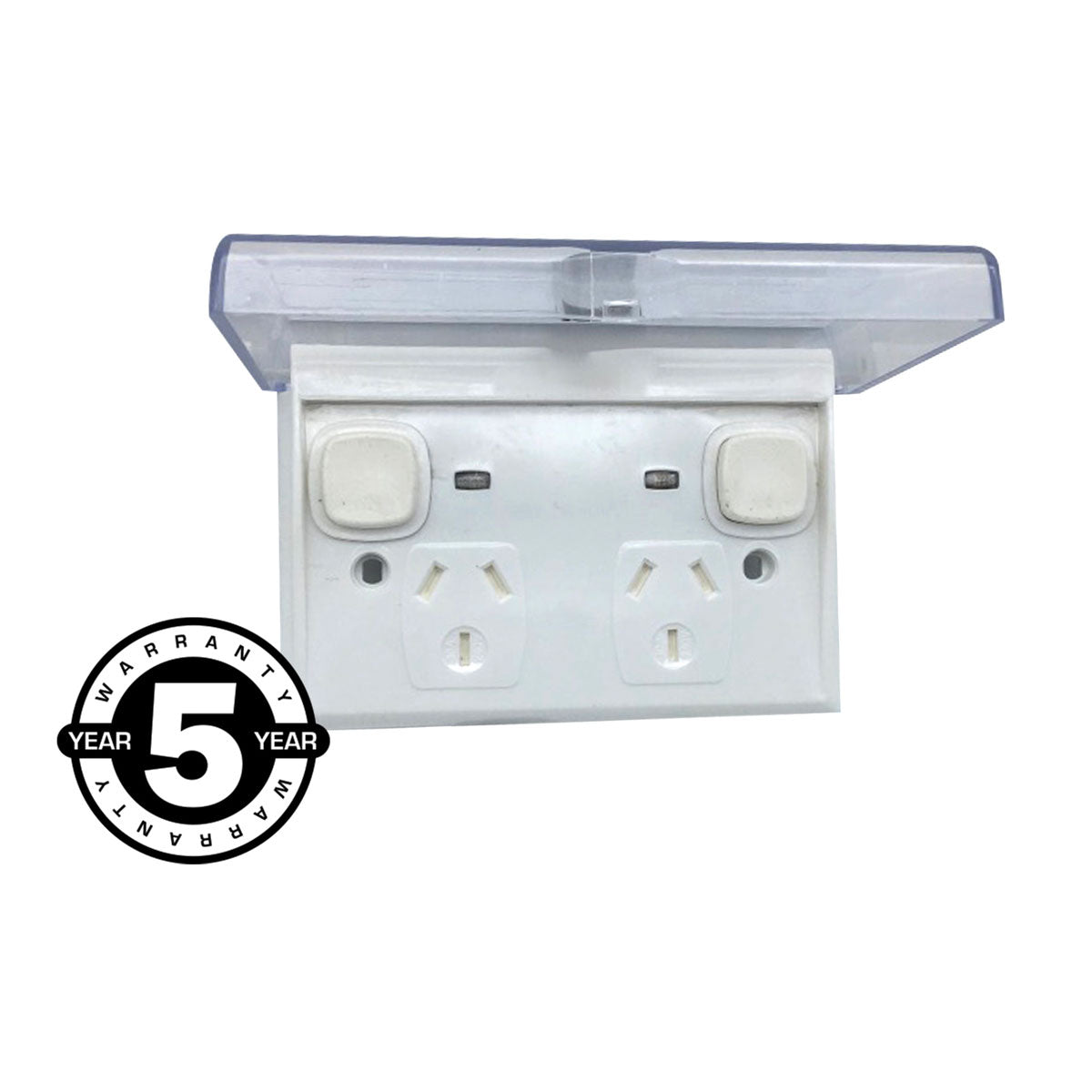 Slim Double Powerpoint Weatherproof GPO Outlet Socket Power Point W/ Clear Lid