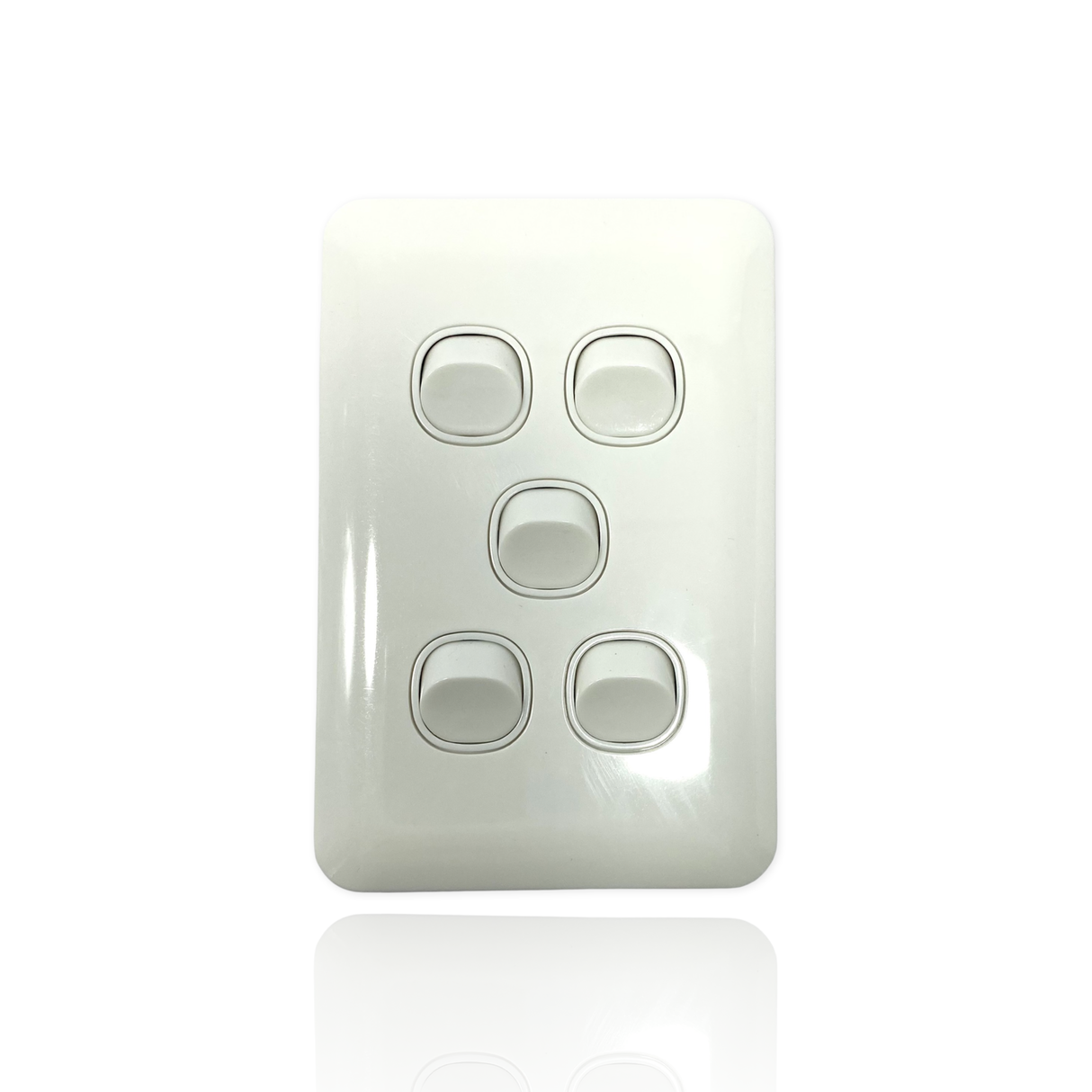 Slim Wafer 5 Gang Light Switch White Bakelight Slimline Electrical