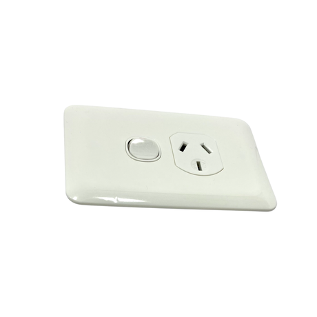 Slim Wafer Single Power Point Outlet Switch GPO White Slimline Electrical