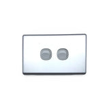 Slim Double GPO Outlet Light Switch Plate Silver Cover Metal Stainless Steel