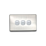 Slim Double GPO Outlet Light Switch Plate Silver Cover Metal Stainless Steel