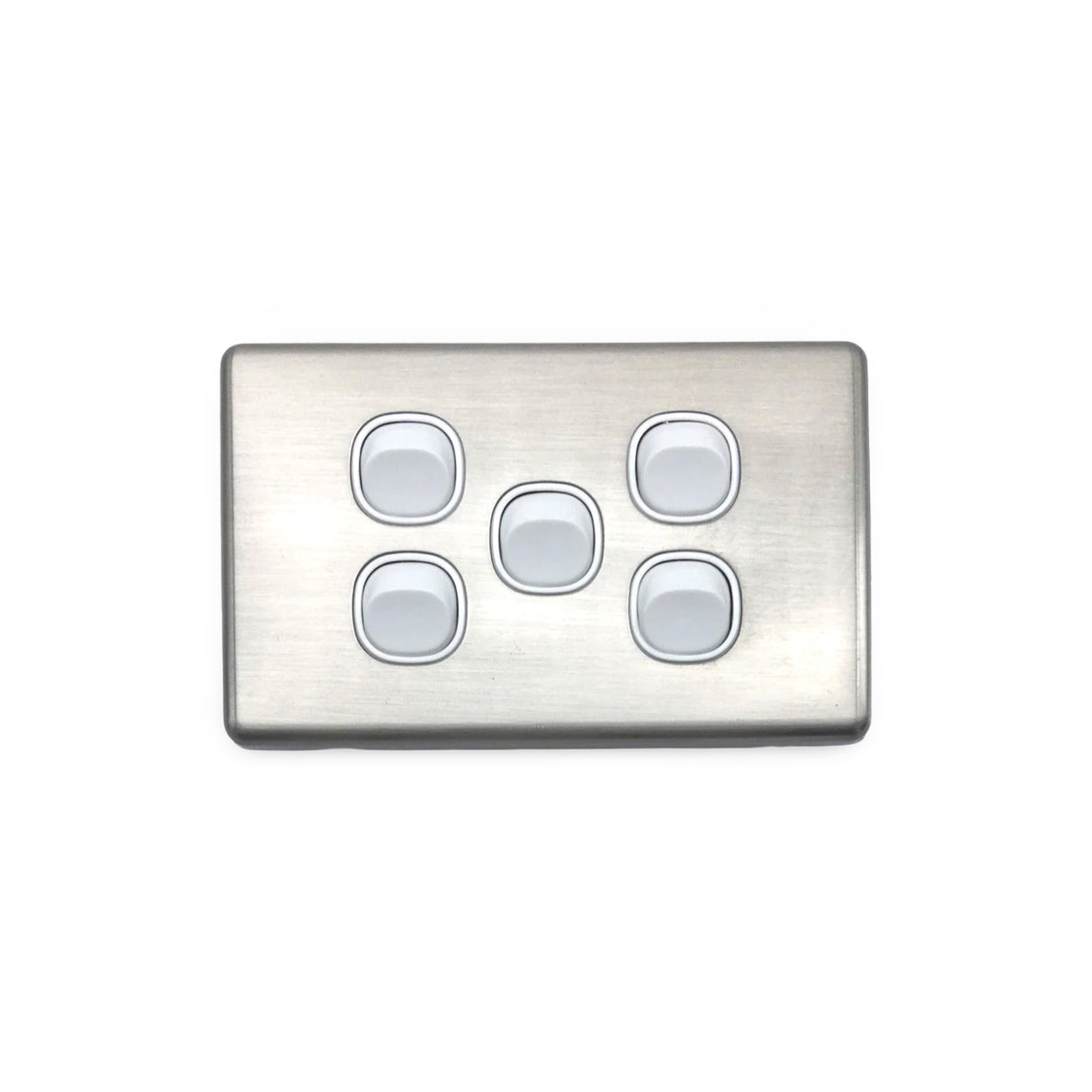 Slim Double GPO Outlet Light Switch Plate Silver Cover Metal Stainless Steel