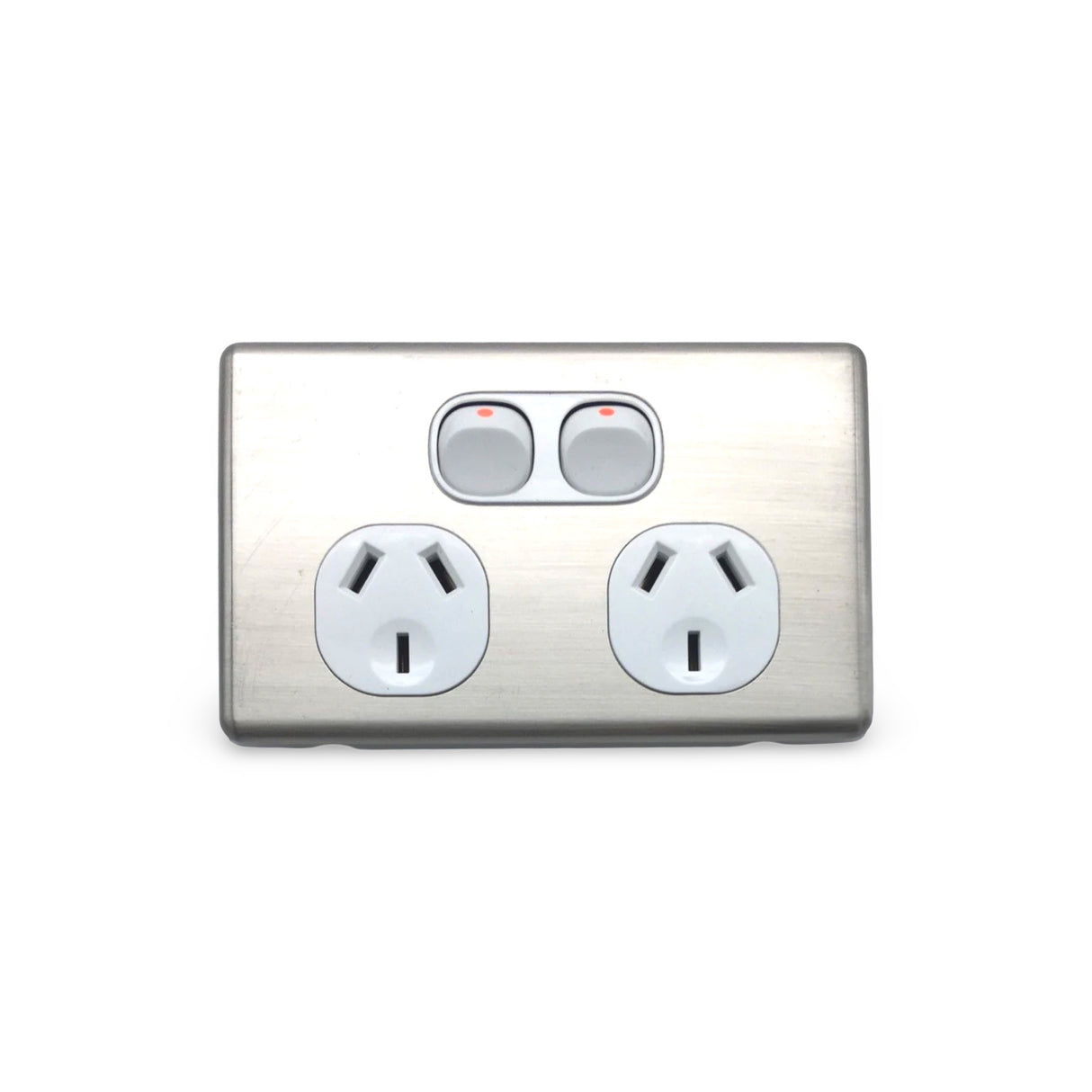 Slimline Double GPO Power Point Silver SLIM Outlet Slimline