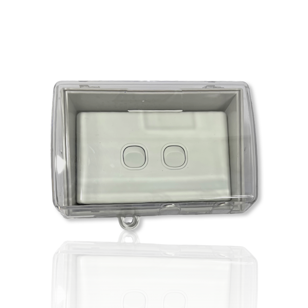 Weather proof 2 gang SWITCH &amp; Protected WATER PROOF Enclosure Lock Clear Lid GPO