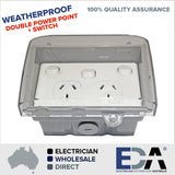 Weatherproof Double Power Point + Switch & Water Enclosure Lock Clear Lid GPO