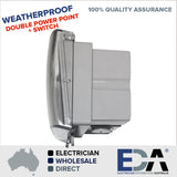 Weatherproof Double Power Point + Switch & Water Enclosure Lock Clear Lid GPO