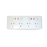 SLIM 4 WAY OUTLET QUAD DOUBLE POLE GPO 4 Power Point Socket with NEON 4 gang